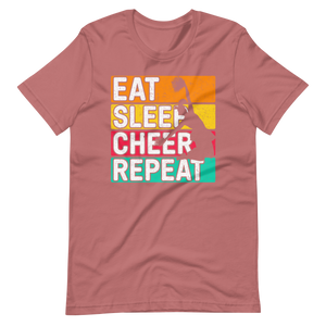 Eat, Sleep, Cheer, Repeat – Inspirierendes Cheerleader Shirt