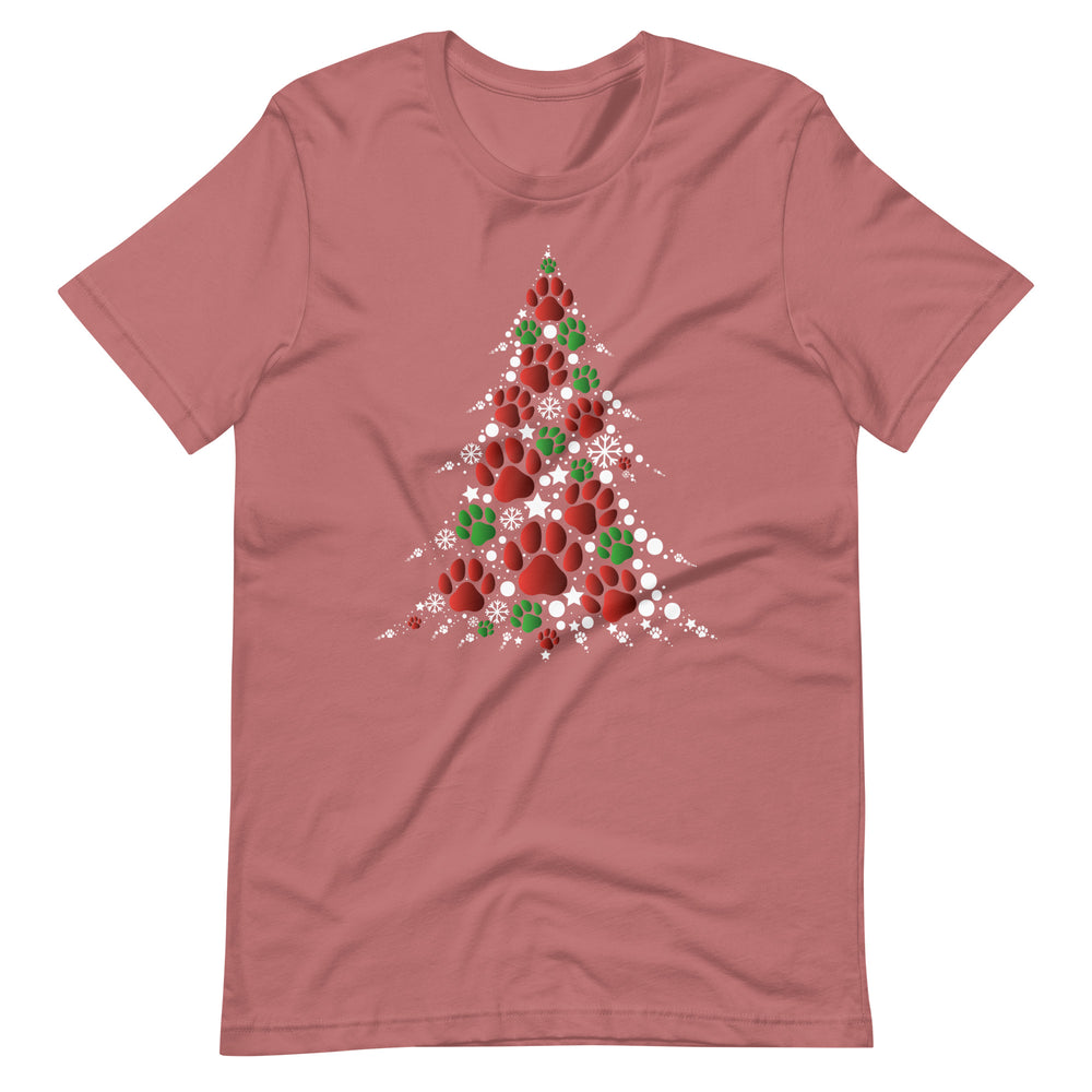 Weihnachten Pfoten Baum - Festliches T-Shirt mit tierischem Charme