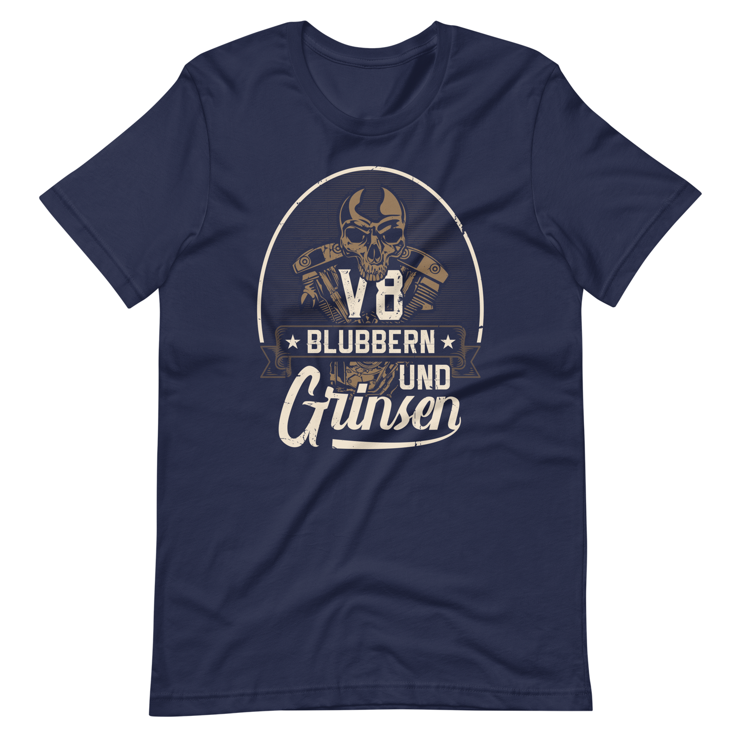 Lustiges T-Shirt "V8, blubbern und GRINSEN" für Auto-Fans