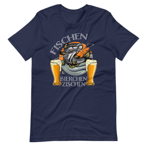 Lustiges T-Shirt "Fischen und Bierchen zischen" für Angelliebhaber