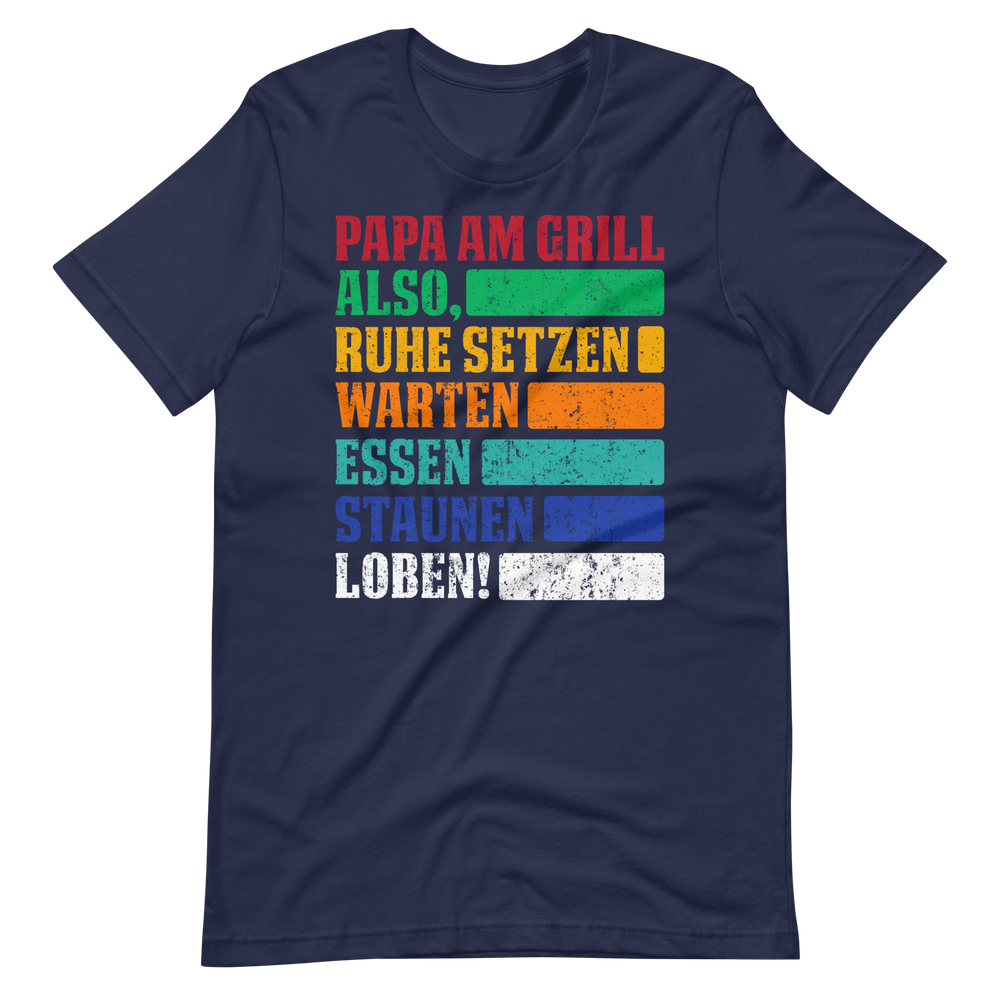 Lustiges Papa am Grill T-Shirt - Ruhe, essen, staunen!