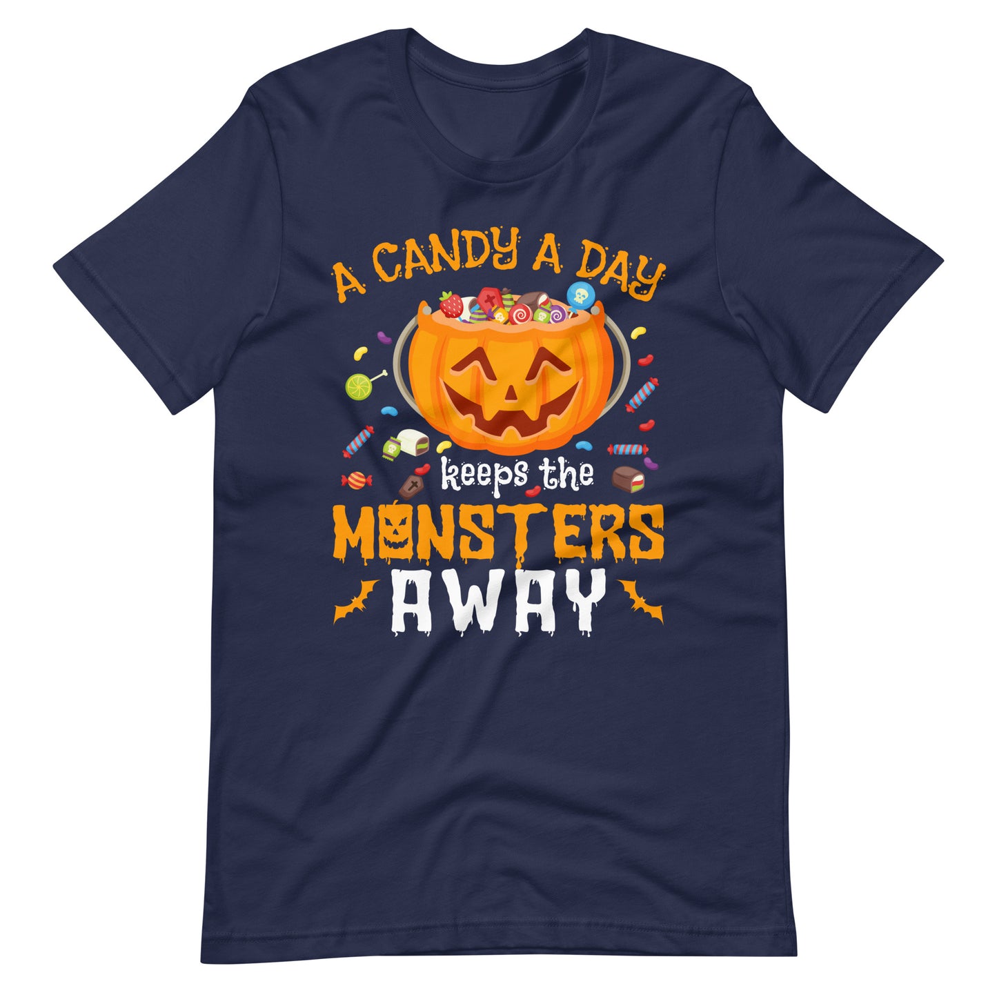 Halloween T-Shirt: A Candy A Day keeps the Monsters away - Süße Gruselmode