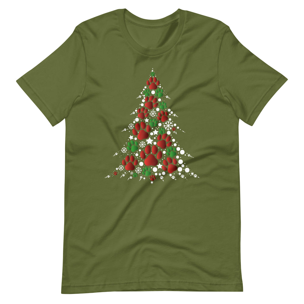 Weihnachten Pfoten Baum - Festliches T-Shirt mit tierischem Charme