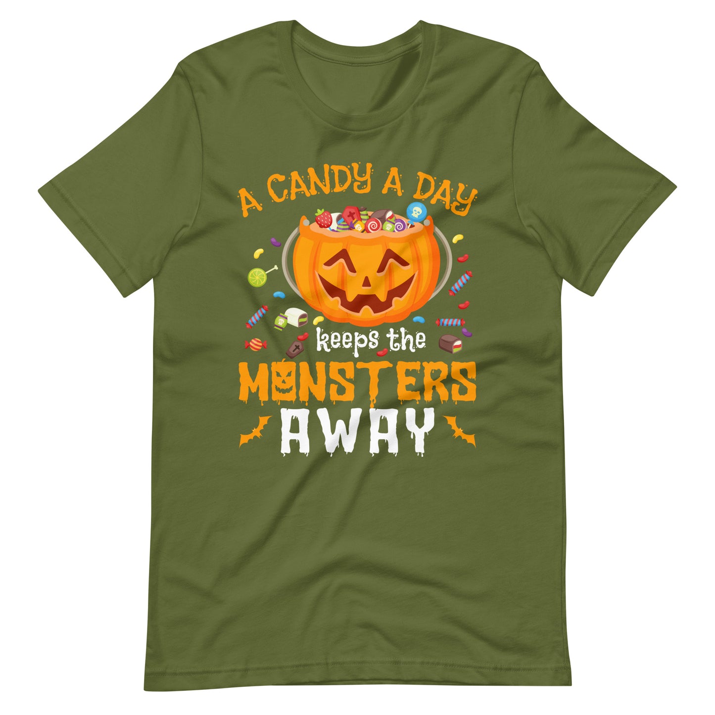 Halloween T-Shirt: A Candy A Day keeps the Monsters away - Süße Gruselmode