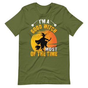 Halloween T-Shirt: I am a GOOD witch, most of the Time! Magischer Stil