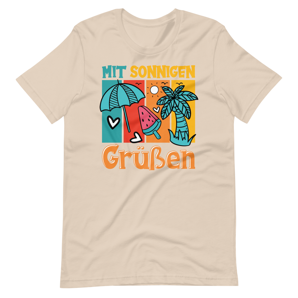 Sommer-T-Shirt "Sonnige Grüße!" | Positiver Style