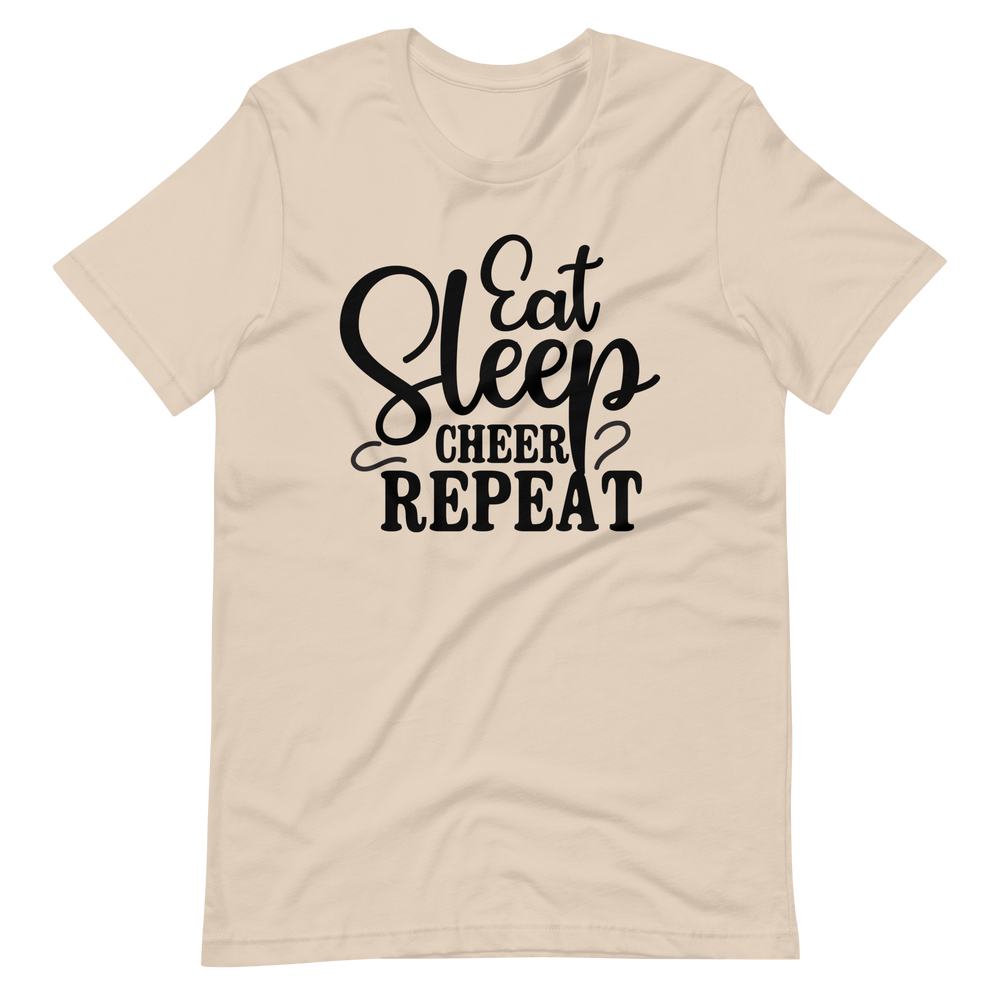 Eat, Sleep, Cheer, Repeat – Inspirierendes Cheerleader Shirt