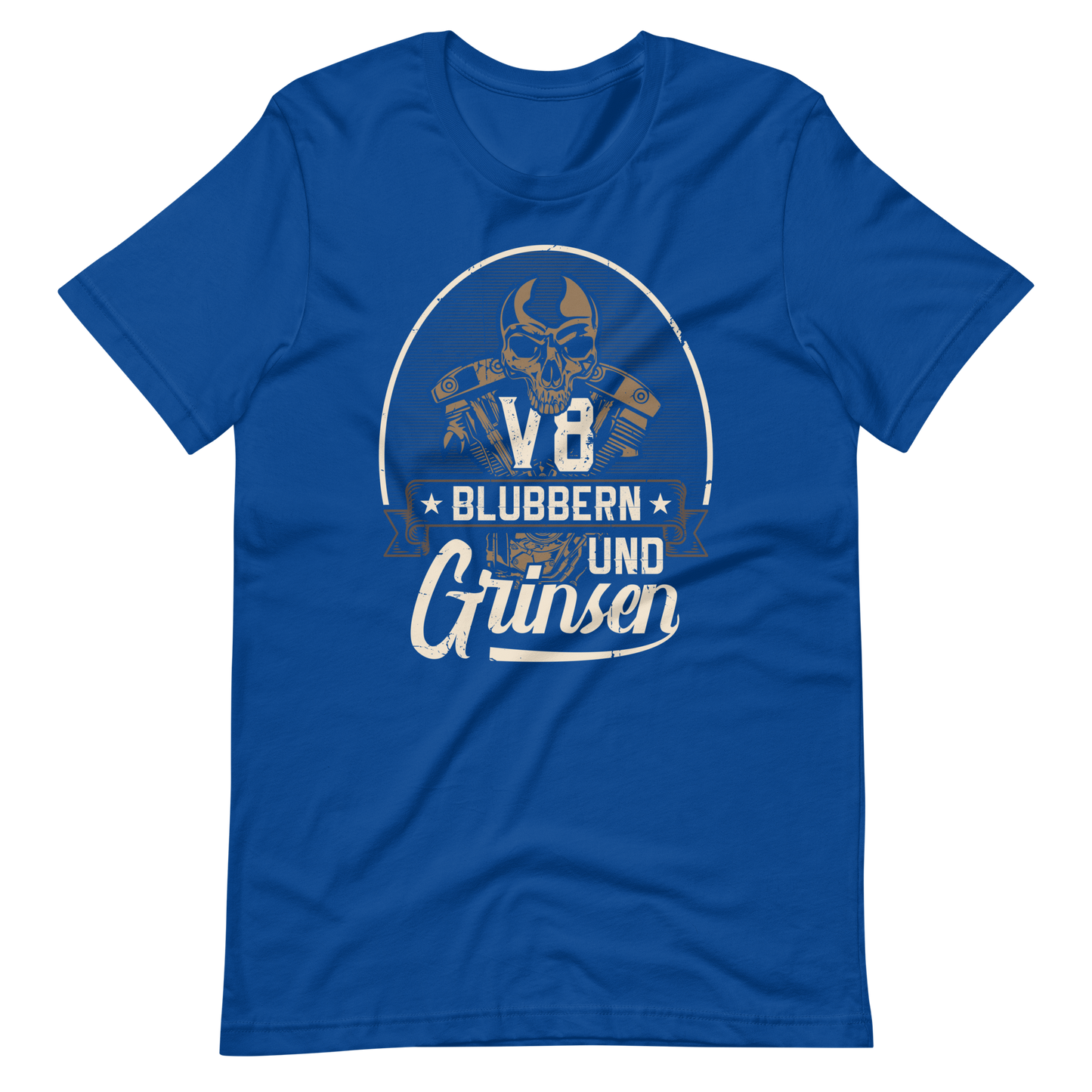 Lustiges T-Shirt "V8, blubbern und GRINSEN" für Auto-Fans