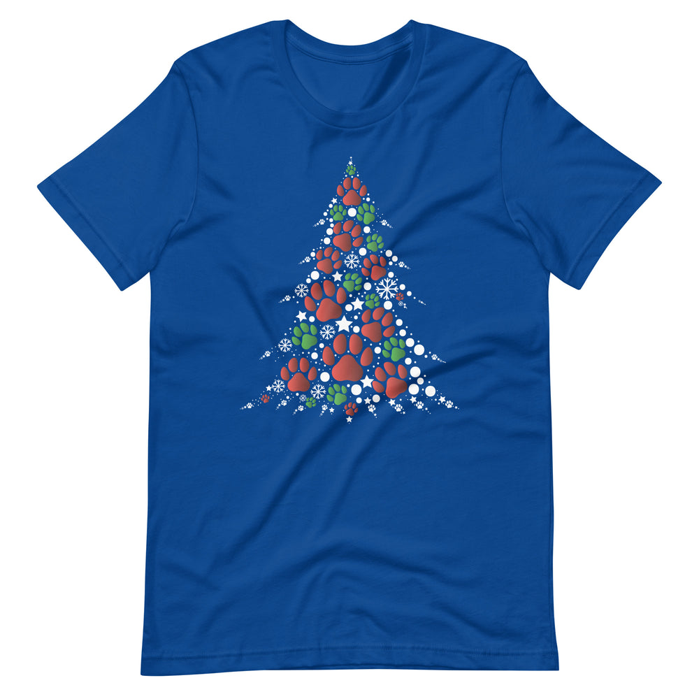 Weihnachten Pfoten Baum - Festliches T-Shirt mit tierischem Charme