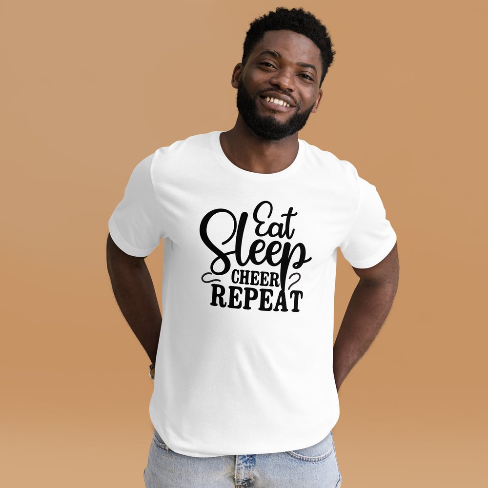 Eat, Sleep, Cheer, Repeat – Inspirierendes Cheerleader Shirt