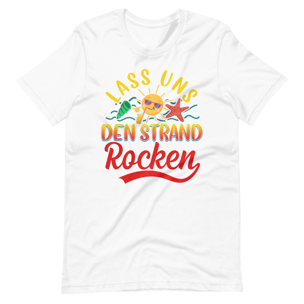 Lustiges T-Shirt "Lass uns den Strand ROCKEN!" für den Sommer