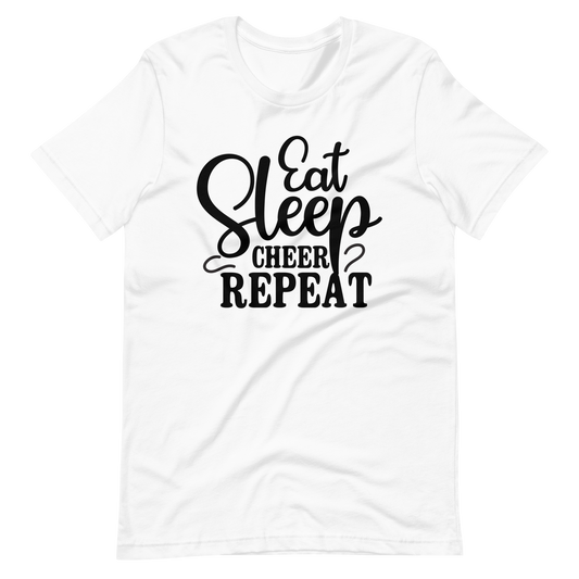 Eat, Sleep, Cheer, Repeat – Inspirierendes Cheerleader Shirt
