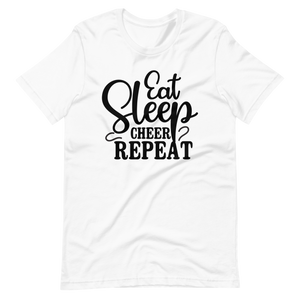 Eat, Sleep, Cheer, Repeat – Inspirierendes Cheerleader Shirt