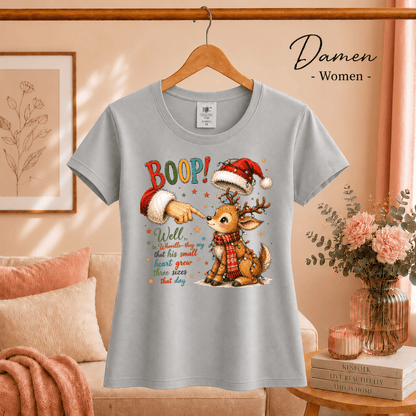 Weihnachts-T-Shirt mit süßem Rentier, Santa 'Boop' und herzerwärmendem Whoville-Zitat - StyleOne