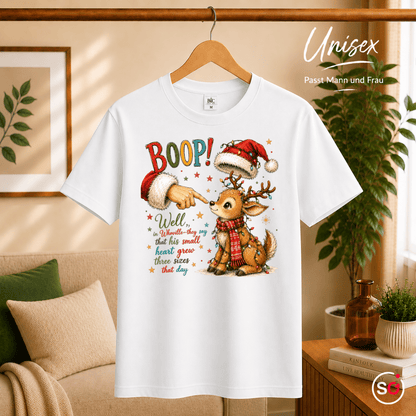 Weihnachts-T-Shirt mit süßem Rentier, Santa 'Boop' und herzerwärmendem Whoville-Zitat - StyleOne