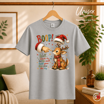 Weihnachts-T-Shirt mit süßem Rentier, Santa 'Boop' und herzerwärmendem Whoville-Zitat - StyleOne