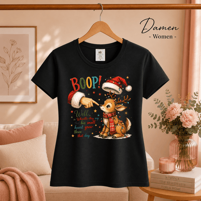 Weihnachts-T-Shirt mit süßem Rentier, Santa 'Boop' und herzerwärmendem Whoville-Zitat - StyleOne