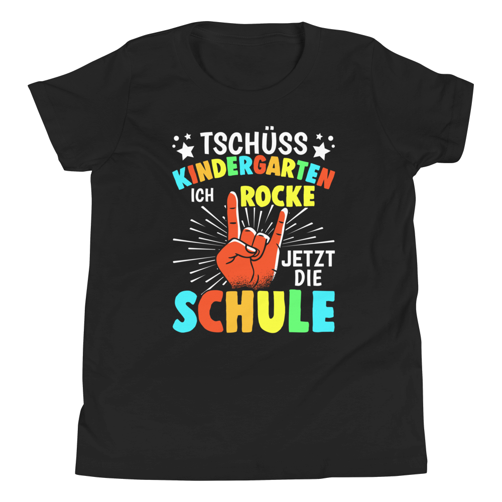 Lustiges T-Shirt "Tschüss Kindergarten - Ich rocke die Schule!" | Witziger Spruch