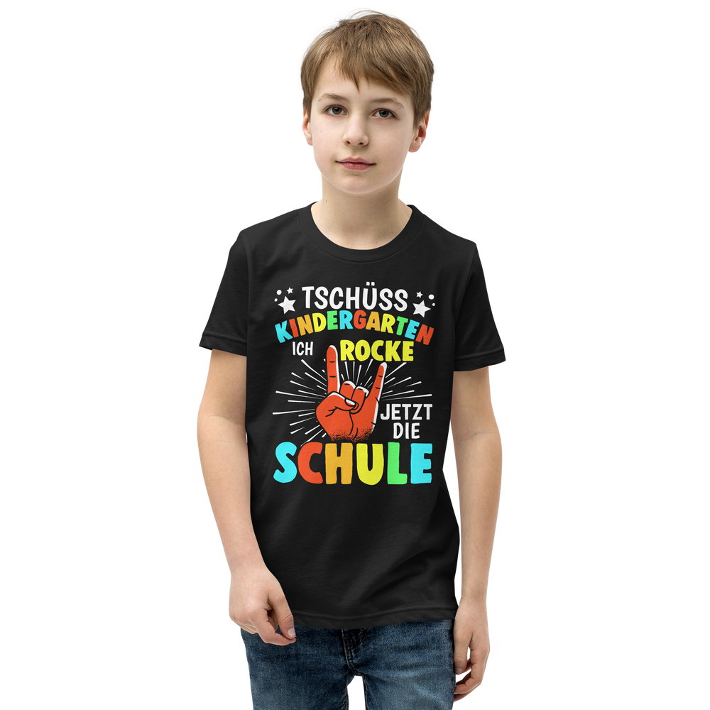 Lustiges T-Shirt "Tschüss Kindergarten - Ich rocke die Schule!" | Witziger Spruch