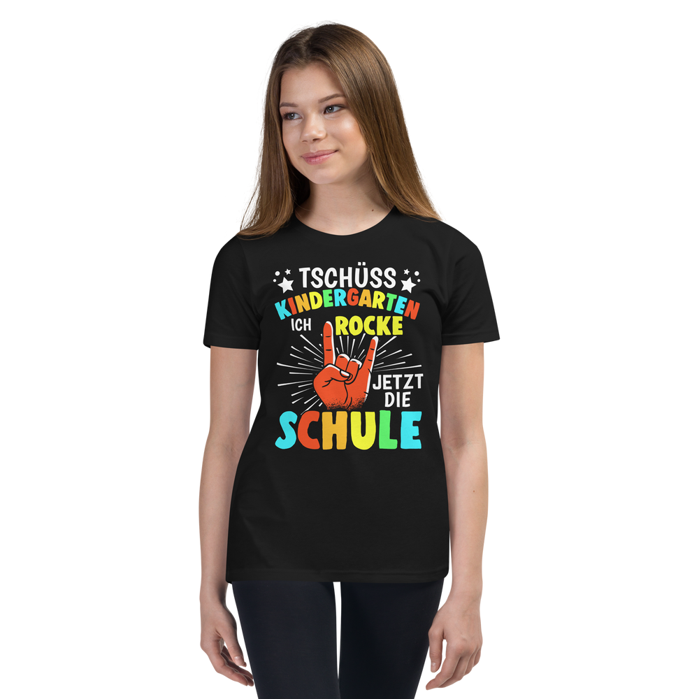Lustiges T-Shirt "Tschüss Kindergarten - Ich rocke die Schule!" | Witziger Spruch