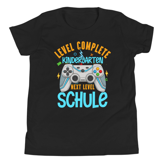 Lustiges T-Shirt "Kindergarten, Level Complete! Next Level, Schule! Einschulung" | Kinder Geschenk