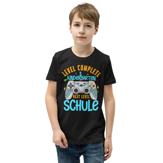 Lustiges T-Shirt "Kindergarten, Level Complete! Next Level, Schule! Einschulung" | Kinder Geschenk