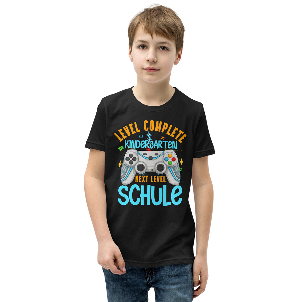 Lustiges T-Shirt "Kindergarten, Level Complete! Next Level, Schule! Einschulung" | Kinder Geschenk