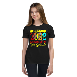 Lustiges T-Shirt "Schulkind 2023 - Ich rocke jetzt die Schule!" | Einschulungsgeschenk