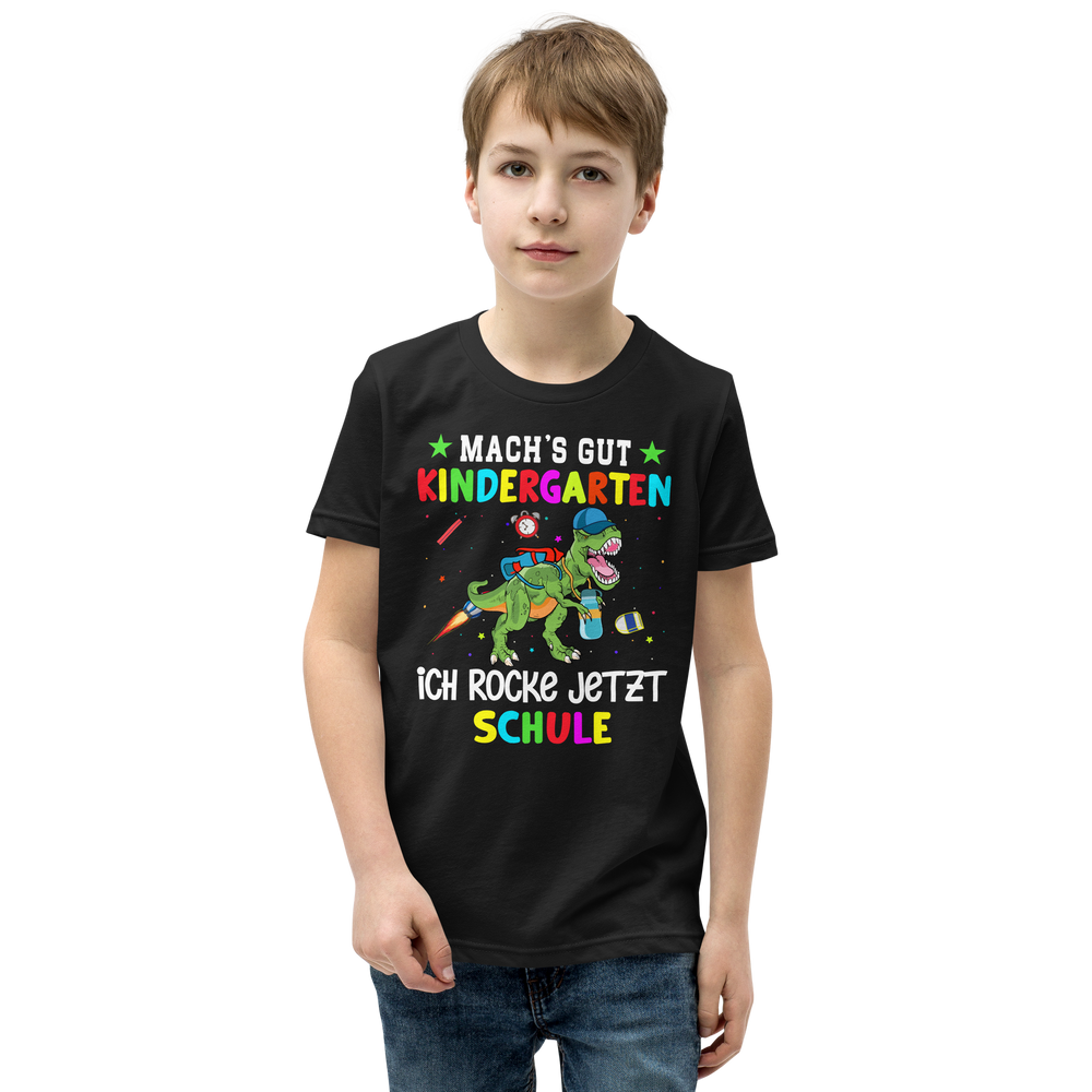 Lustiges T-Shirt "Machs gut Kindergarten, ich rocke jetzt Schule! Einschulung" | Einschulungsgeschenk