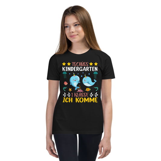 Lustiges T-Shirt "Tschüss Kindergarten 1 Klasse ich komme! Einschulung" | Coole Geschenkidee