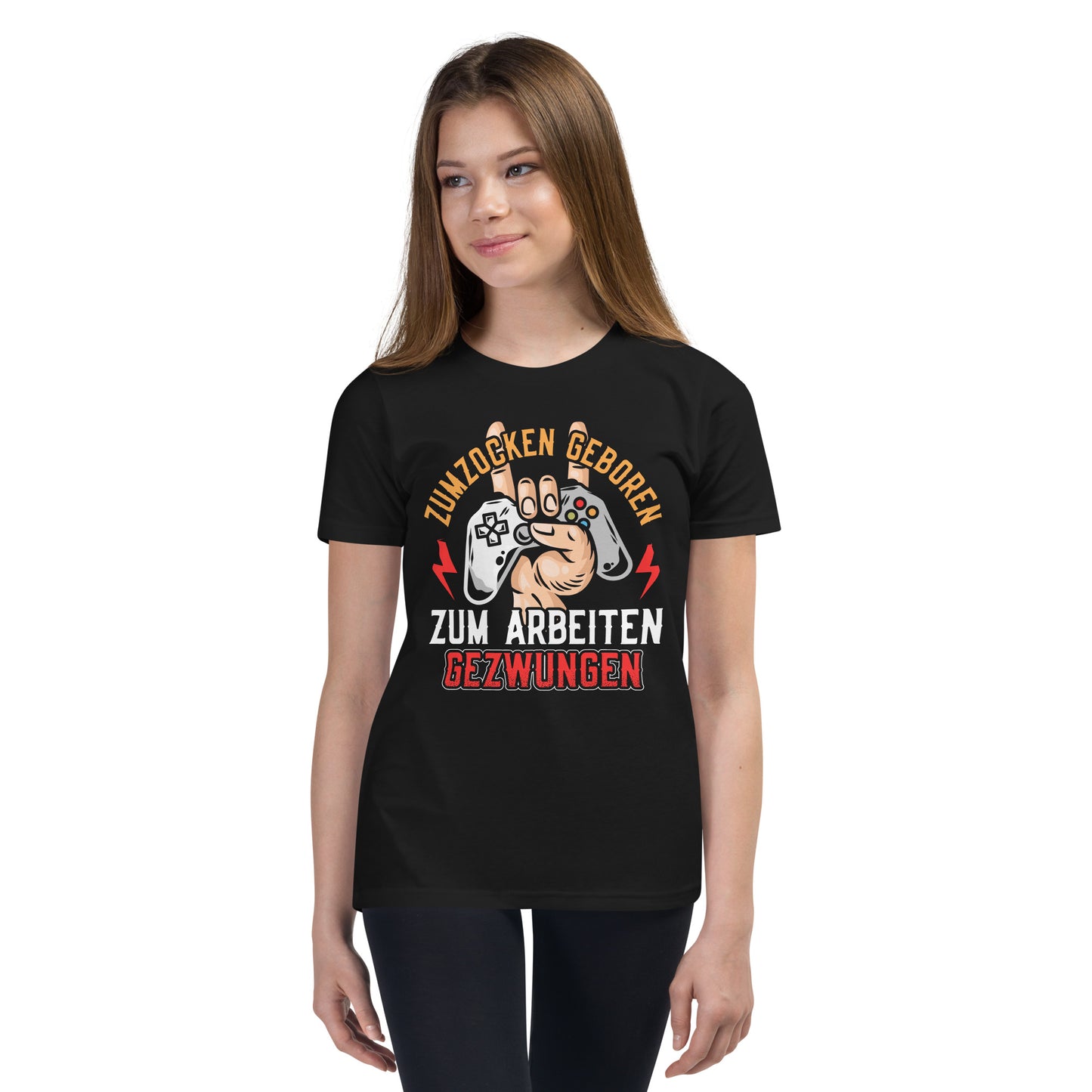 Geboren zum Zocken, gezwungen zum Arbeiten: Gamer-T-Shirt mit Statement