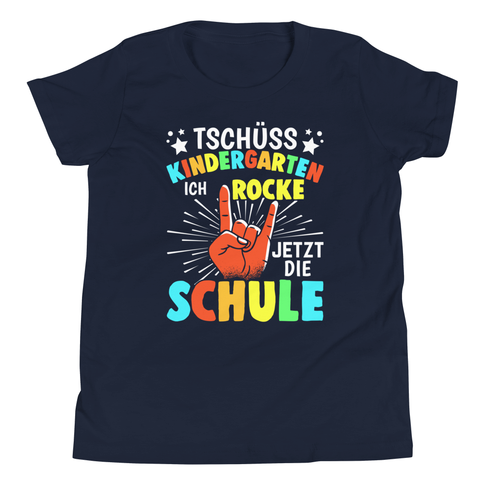 Lustiges T-Shirt "Tschüss Kindergarten - Ich rocke die Schule!" | Witziger Spruch