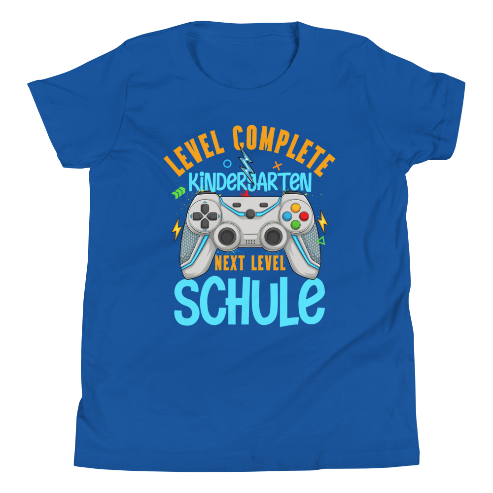 Lustiges T-Shirt "Kindergarten, Level Complete! Next Level, Schule! Einschulung" | Kinder Geschenk