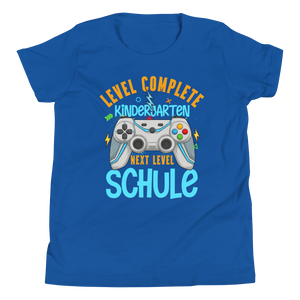 Lustiges T-Shirt "Kindergarten, Level Complete! Next Level, Schule! Einschulung" | Kinder Geschenk