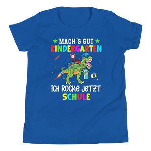 Lustiges T-Shirt "Machs gut Kindergarten, ich rocke jetzt Schule! Einschulung" | Einschulungsgeschenk