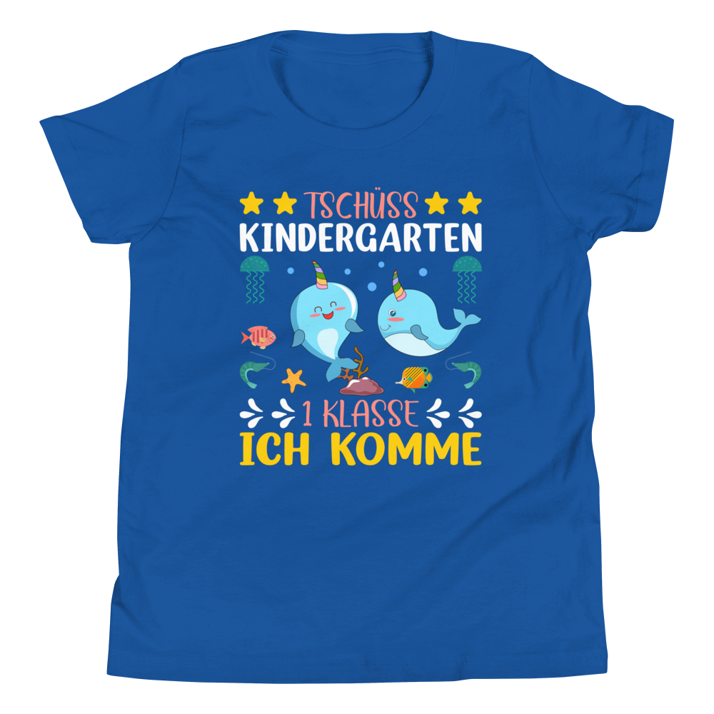 Lustiges T-Shirt "Tschüss Kindergarten 1 Klasse ich komme! Einschulung" | Coole Geschenkidee