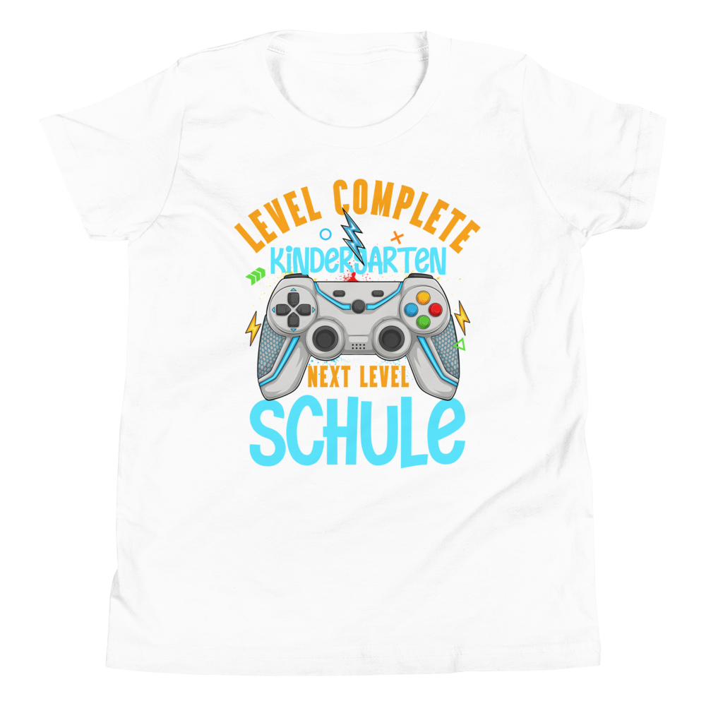 Lustiges T-Shirt "Kindergarten, Level Complete! Next Level, Schule! Einschulung" | Kinder Geschenk