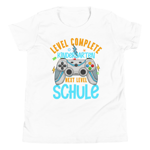 Lustiges T-Shirt "Kindergarten, Level Complete! Next Level, Schule! Einschulung" | Kinder Geschenk